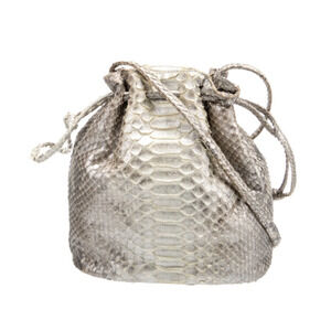 Hunting Season Python Leather Bucket Bag with Shoulder Strap Tan/Gray
